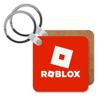 Roblox red, Μπρελόκ Ξύλινο τετράγωνο MDF
