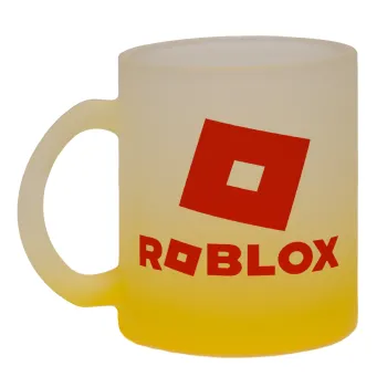 Roblox red, Κούπα γυάλινη δίχρωμη με βάση το κίτρινο ματ, 330ml