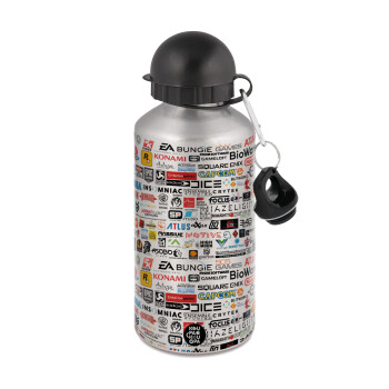 Video Game Studio Logos, Metallic water jug, Silver, aluminum 500ml