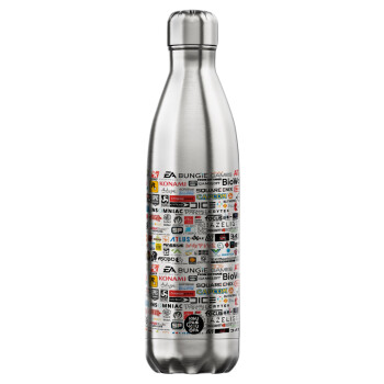 Video Game Studio Logos, Μεταλλικό παγούρι θερμός Inox (Stainless steel), διπλού τοιχώματος, 750ml