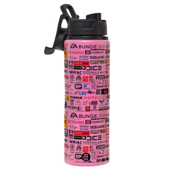 Video Game Studio Logos, Metallic water bottle with safety lid, 850ml aluminum