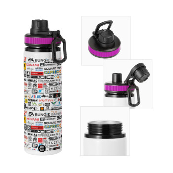Video Game Studio Logos, Metallic water bottle with safety lid, 850ml aluminum