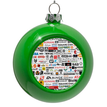 Video Game Studio Logos, Green Christmas tree ornament bauble 8cm
