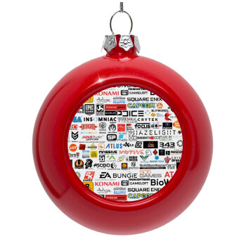 Video Game Studio Logos, Red Christmas tree ornament bauble 8cm