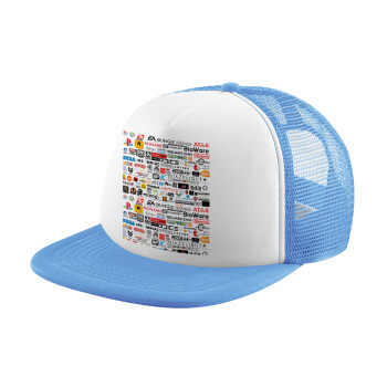 Video Game Studio Logos, Καπέλο Soft Trucker με Δίχτυ Γαλάζιο/Λευκό