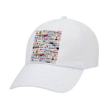 Video Game Studio Logos, Καπέλο Ενηλίκων Baseball Λευκό 5-φύλλο (POLYESTER, ΕΝΗΛΙΚΩΝ, UNISEX, ONE SIZE)
