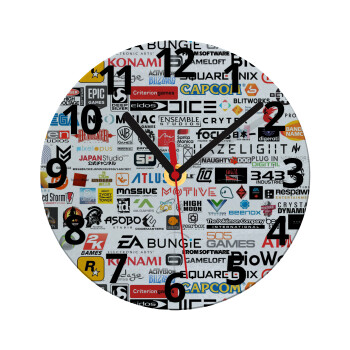 Video Game Studio Logos, Ρολόι τοίχου γυάλινο (20cm)