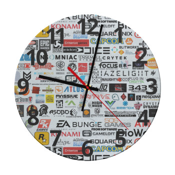 Video Game Studio Logos, Ρολόι τοίχου γυάλινο (30cm)