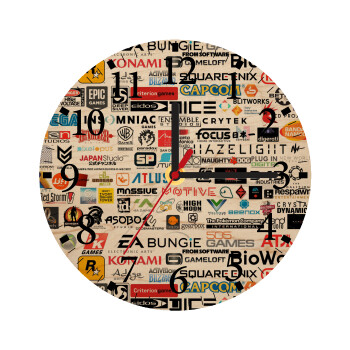 Video Game Studio Logos, Ρολόι τοίχου ξύλινο plywood (20cm)