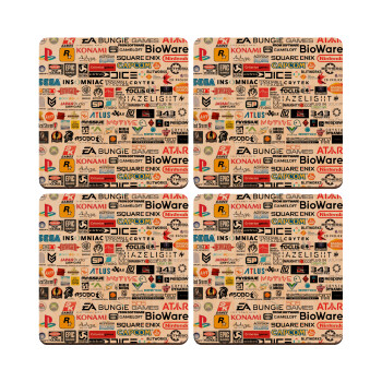 Video Game Studio Logos, ΣΕΤ x4 Σουβέρ ξύλινα τετράγωνα plywood (9cm)