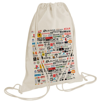 Video Game Studio Logos, Τσάντα πλάτης πουγκί GYMBAG natural (28x40cm)