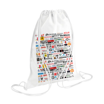 Video Game Studio Logos, Backpack pouch GYMBAG white (28x40cm)