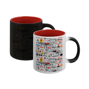 Video Game Studio Logos, Κούπα Μαγική εσωτερικό κόκκινο, κεραμική, 330ml που αλλάζει χρώμα με το ζεστό ρόφημα