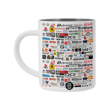 Video Game Studio Logos, Λευκή Ανοξείδωτη Μεταλλική Κούπα 450ml - Διπλού Τοιχώματος 