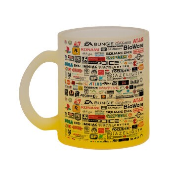 Video Game Studio Logos, Κούπα γυάλινη δίχρωμη με βάση το κίτρινο ματ, 330ml