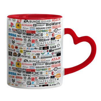 Video Game Studio Logos, Mug heart red handle, ceramic, 330ml