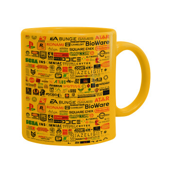 Video Game Studio Logos, Ceramic coffee mug yellow, 330ml (1pcs)
