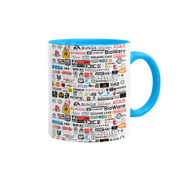 Video Game Studio Logos, Mug colored light blue, ceramic, 330ml