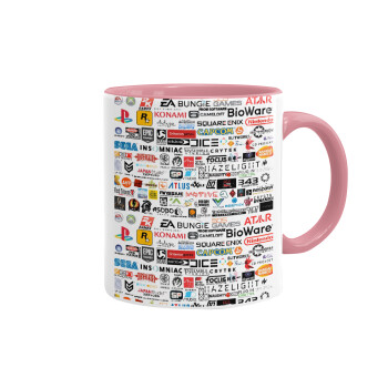 Video Game Studio Logos, Mug colored pink, ceramic, 330ml