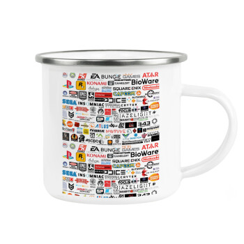 Video Game Studio Logos, Metallic enamel cup white 360ml