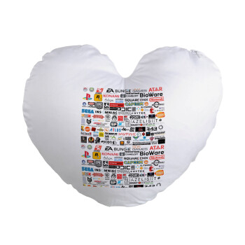 Video Game Studio Logos, Μαξιλάρι καναπέ καρδιά 40x40cm περιέχεται το  γέμισμα