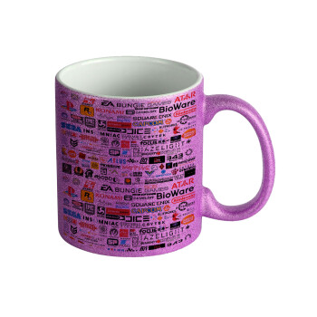 Video Game Studio Logos, Κούπα Μωβ Glitter που γυαλίζει, κεραμική, 330ml