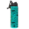 Metallic water bottle with safety lid, 850ml aluminum