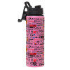 Metallic water bottle with safety lid, 850ml aluminum