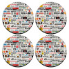SET of 4 round wooden coasters (9cm)