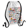 Backpack pouch GYMBAG white, with pocket (40x48cm) & thick cords