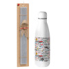 Easter Set, metallic stainless thermos bottle (500ml) & scented flat Easter candle (30cm) (GRAY)
