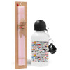 Easter Set, metallic aluminum bottle (500ml) & aromatic flat Easter candle (30cm) (PINK)