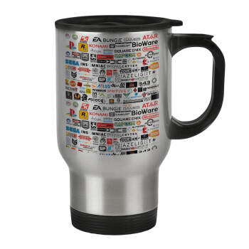Video Game Studio Logos, Stainless steel travel mug with lid, double wall 450ml