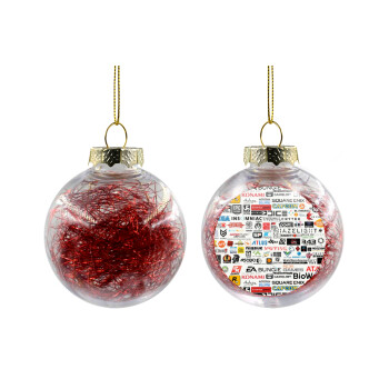 Video Game Studio Logos, Χριστουγεννιάτικη μπάλα δένδρου διάφανη με κόκκινο γέμισμα 8cm