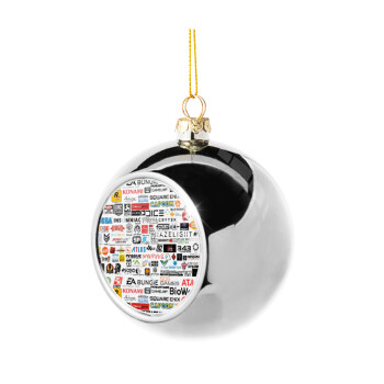 Video Game Studio Logos, Χριστουγεννιάτικη μπάλα δένδρου Ασημένια 8cm