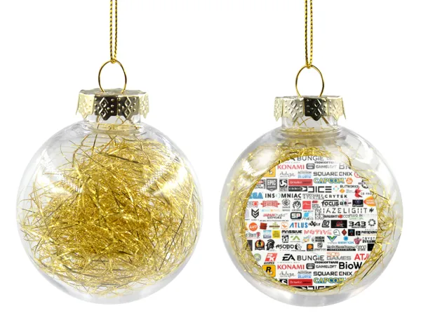 Video Game Studio Logos — Transparent Christmas tree ball ornament with gold filling 8cm