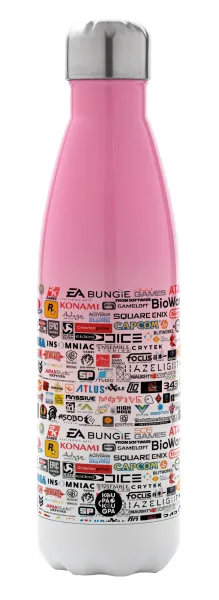 Video Game Studio Logos — Μεταλλικό παγούρι θερμός Ροζ/Λευκό (Stainless steel), διπλού τοιχώματος, 500ml