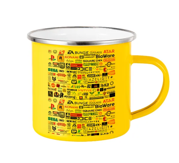 Video Game Studio Logos — Yellow Enamel Metallic Cup 360ml