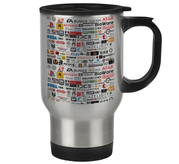 Video Game Studio Logos — Stainless steel travel mug with lid, double wall 450ml
