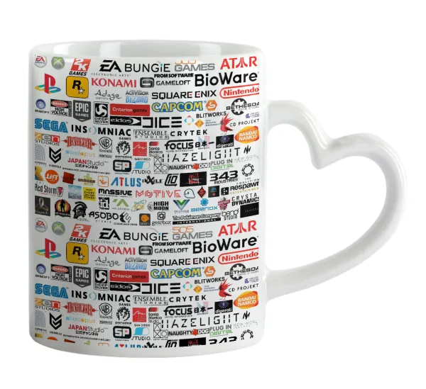 Video Game Studio Logos — Mug heart handle, ceramic, 330ml