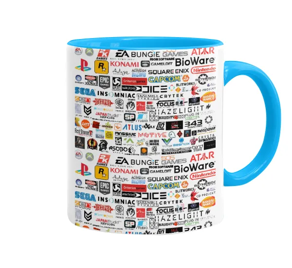 Video Game Studio Logos — Mug colored light blue, ceramic, 330ml