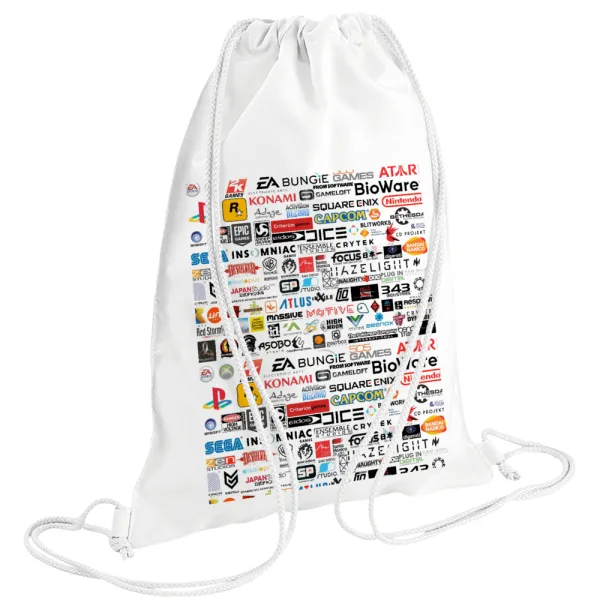 Video Game Studio Logos — Backpack pouch GYMBAG white (28x40cm)