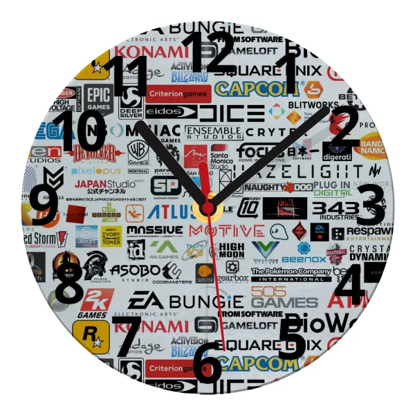 Video Game Studio Logos — Ρολόι τοίχου γυάλινο 20cm