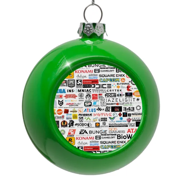 Video Game Studio Logos — Green Christmas tree ornament bauble 8cm