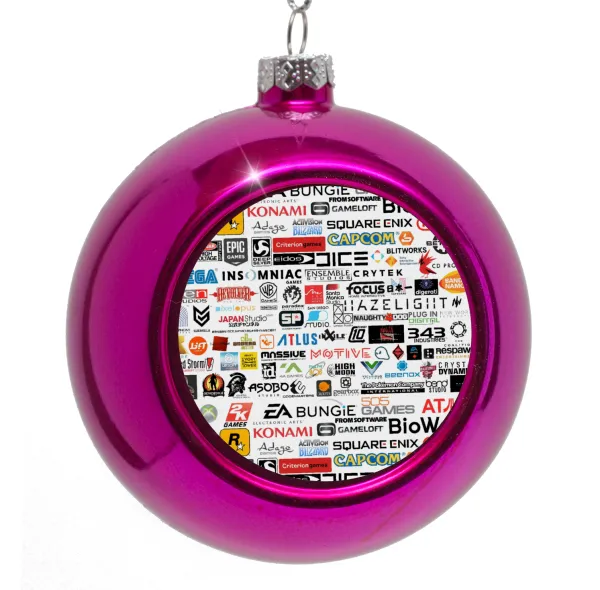 Video Game Studio Logos — Purple Christmas tree ornament bauble 8cm