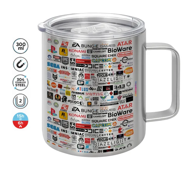Video Game Studio Logos — Double-walled stainless steel mug 300ml with temperature-retaining lid