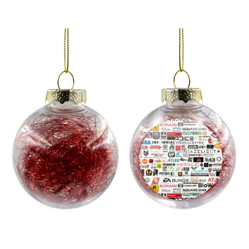 Video Game Studio Logos, Transparent Christmas tree ball ornament with red filling 8cm