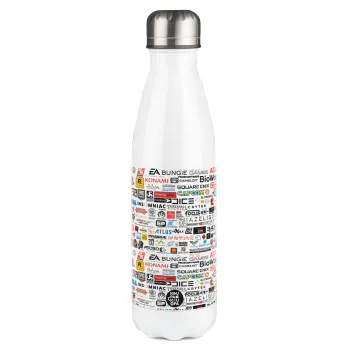 Video Game Studio Logos, Metal mug thermos White (Stainless steel), double wall, 500ml