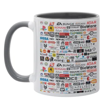 Video Game Studio Logos, Κούπα χρωματιστή γκρι, κεραμική, 330ml