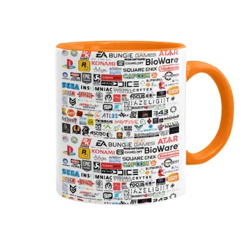 Video Game Studio Logos, Κούπα χρωματιστή πορτοκαλί, κεραμική, 330ml